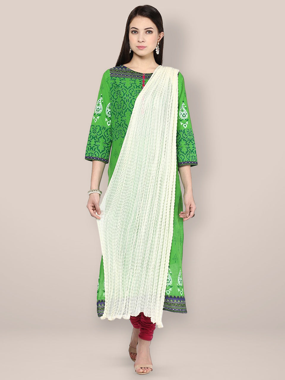 Off-White Crinkled Solid Dupatta main image 1