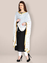 Dupatta Bazaar Dupatta Donna Ricamo Bianco Chiffon
