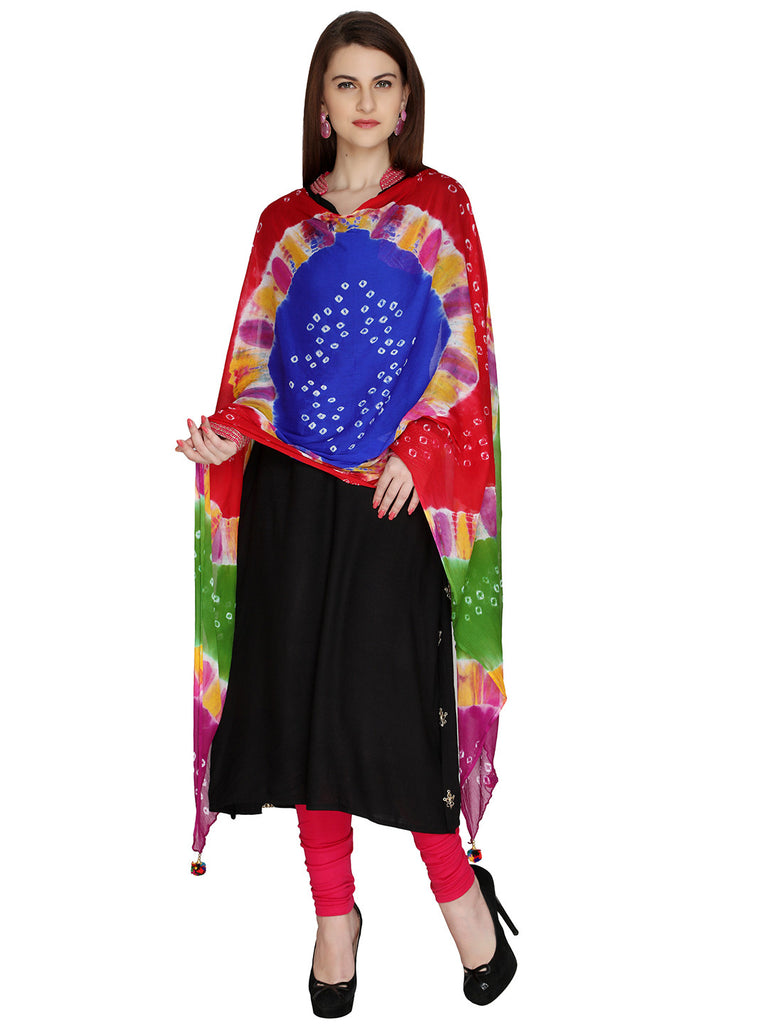 Multicolour bhandhej dupatta - Dupatta Bazaar