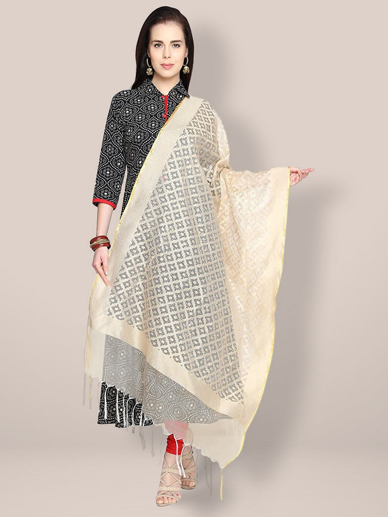 Beige Cotton Handloom Dupatta freeshipping - Dupatta Bazaar