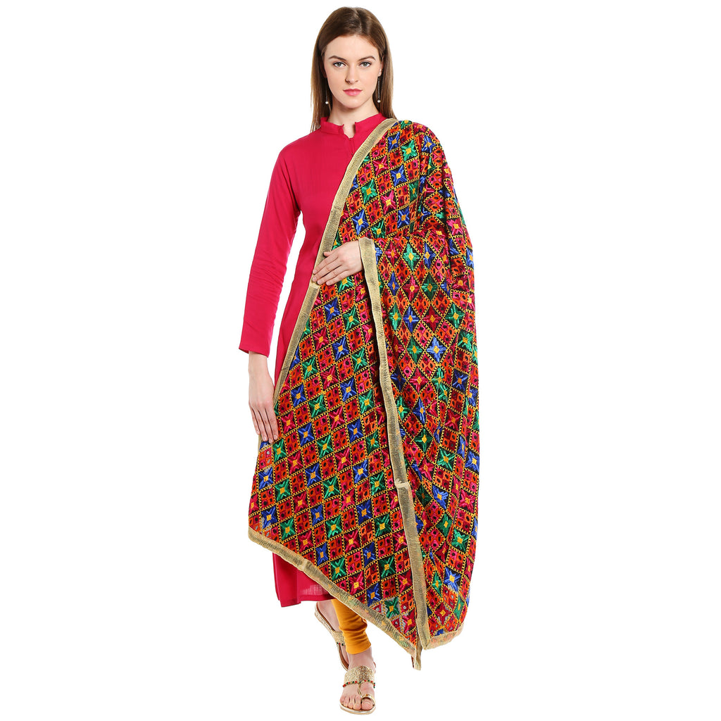 Multicoloured Stunning Phulkari Dupatta - Dupatta Bazaar