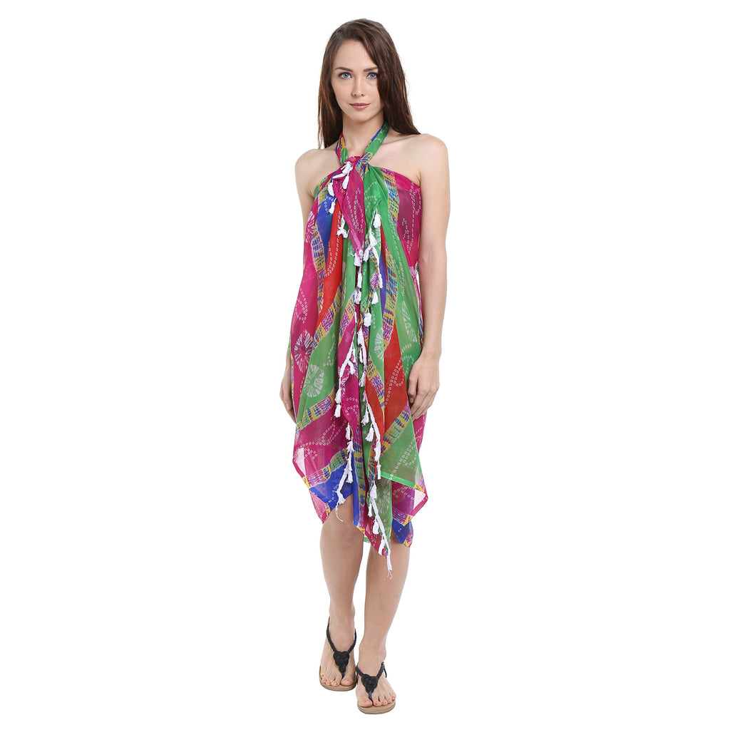 Dupatta Bazaar Women's Printed Chiffon Sarong & Beach Cover up - Dupatta Bazaar