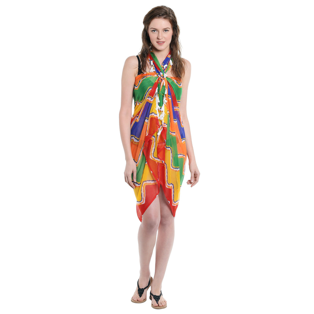 Dupatta Bazaar Women's Printed Chiffon Sarong & Beach Cover up - Dupatta Bazaar