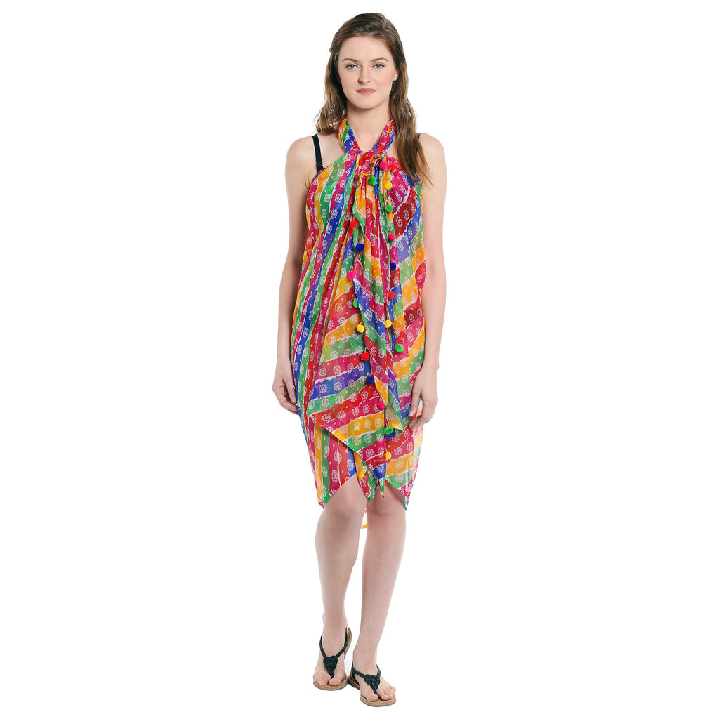 Dupatta Bazaar Women's Printed Chiffon Sarong & Beach Cover up - Dupatta Bazaar