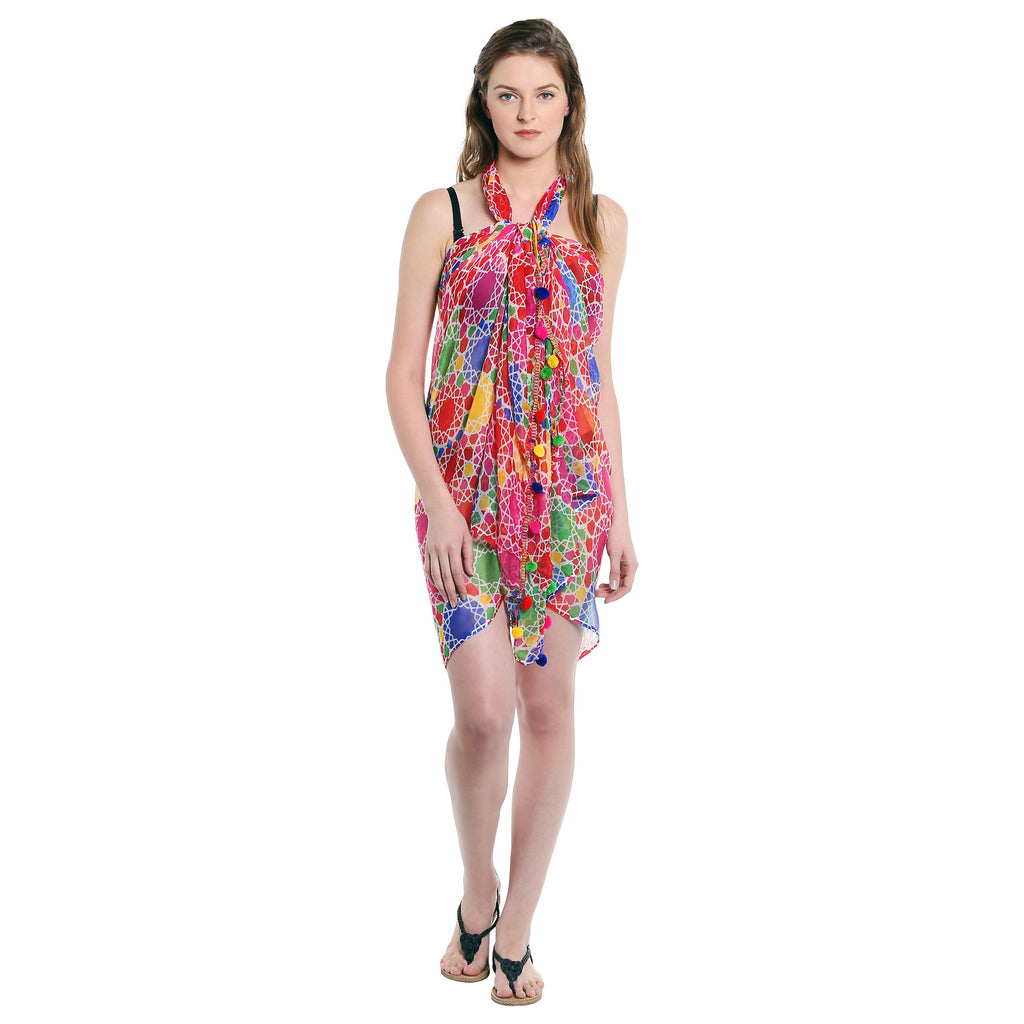 Dupatta Bazaar Women's Printed Chiffon Sarong & Beach Cover up - Dupatta Bazaar