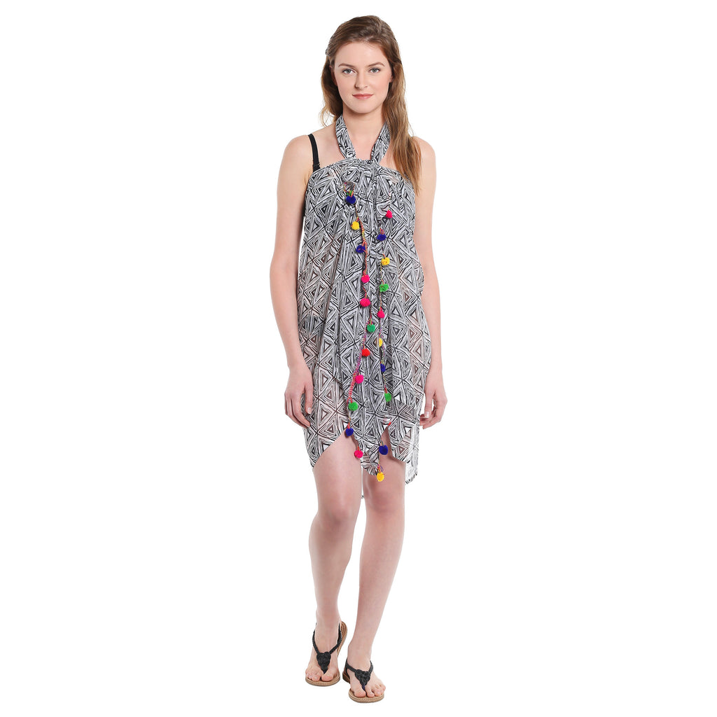 Dupatta Bazaar Women's Printed Chiffon Sarong & Beach Cover up - Dupatta Bazaar