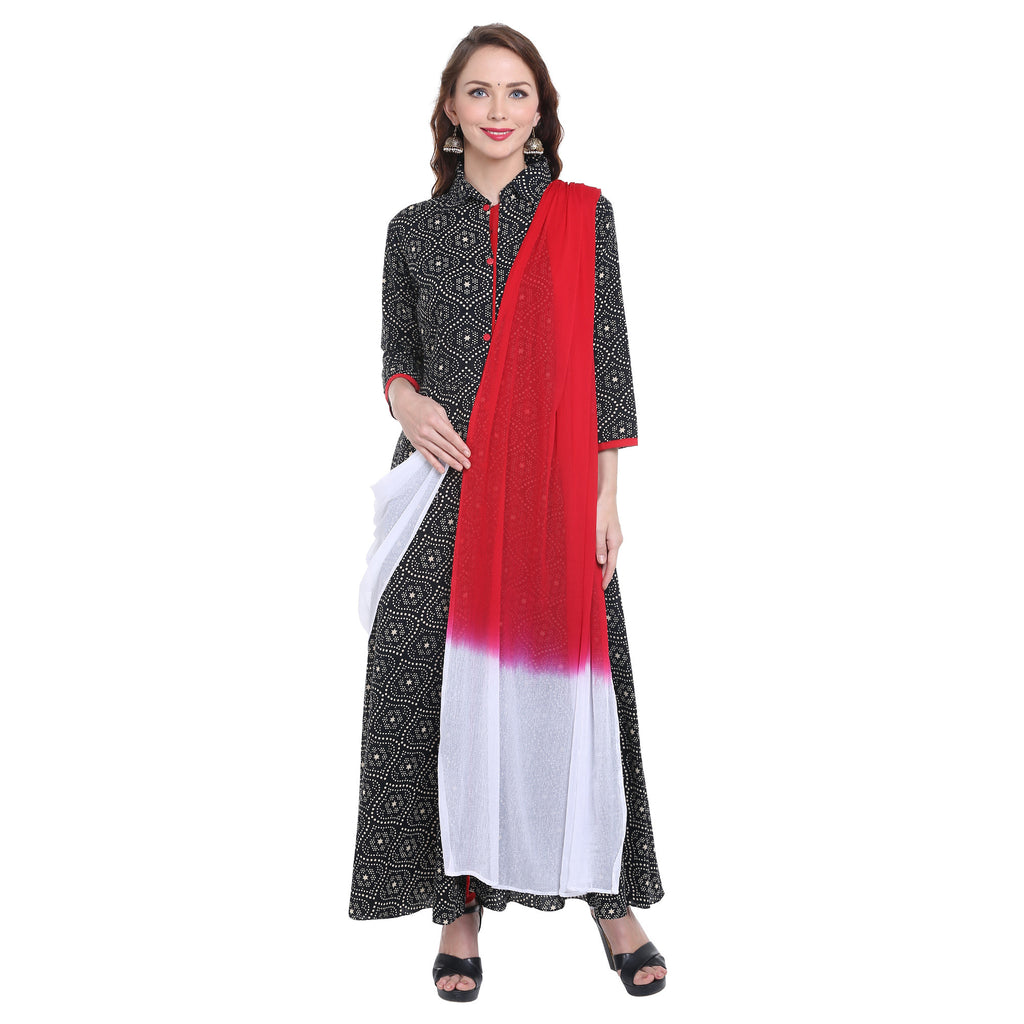 Dupatta Bazaar Women's Red and White Chiffon Dupatta. - Dupatta Bazaar
