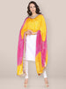 Pink & Yellow Bandhini Silk Dupatta freeshipping - Dupatta Bazaar