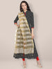 Beige Embroidered Striped Organza Dupatta freeshipping - Dupatta Bazaar