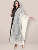 Off White  Dupatta with Lucknowi Embroidery freeshipping - Dupatta Bazaar