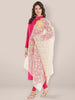 Ivory Cotton dupatta with Lucknowi Embroidery freeshipping - Dupatta Bazaar