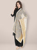 Ivory Cotton dupatta with Golden Paisley Embroidery freeshipping - Dupatta Bazaar