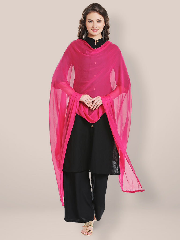 Pink Chiffon Dupatta with lace. freeshipping - Dupatta Bazaar