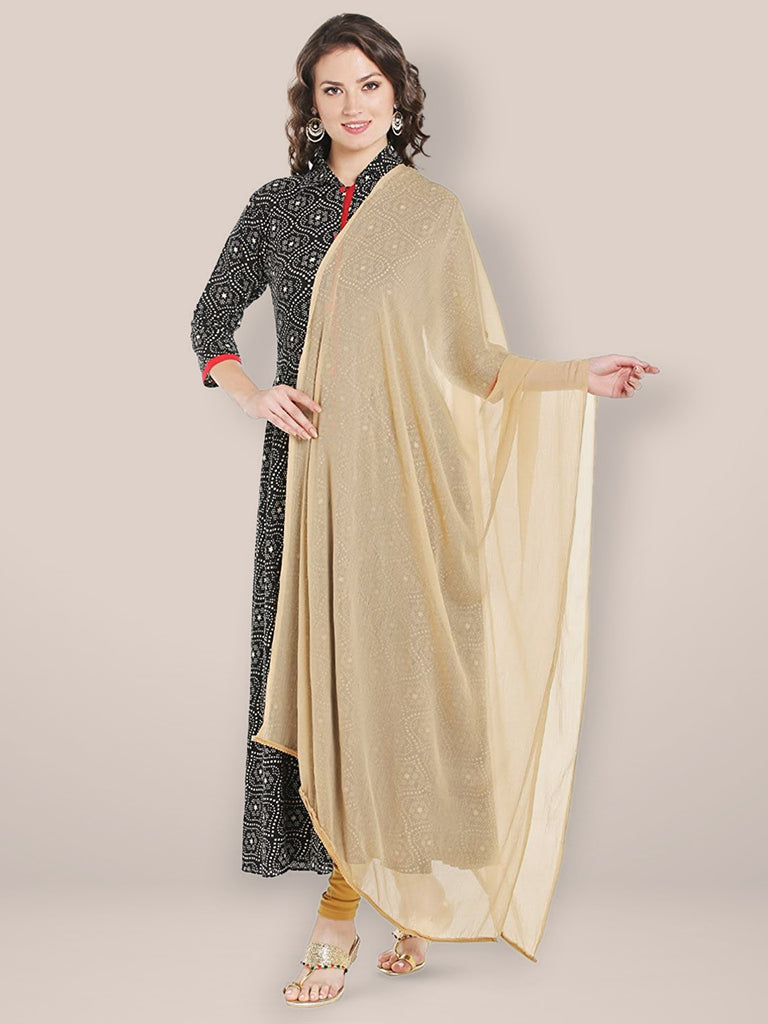 Beige Chiffon Dupatta with Beaded Lace. freeshipping - Dupatta Bazaar