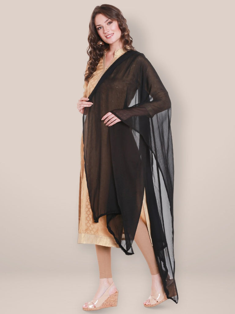 Black Chiffon Dupatta with lace freeshipping - Dupatta Bazaar