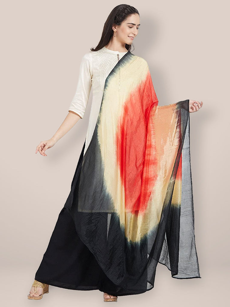 Multicoloured Art Silk Dupatta freeshipping - Dupatta Bazaar