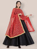 Red Embroidered Georgette Dupatta freeshipping - Dupatta Bazaar