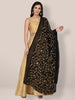 Black Chiffon Dupatta with Beige floral Embroidery freeshipping - Dupatta Bazaar