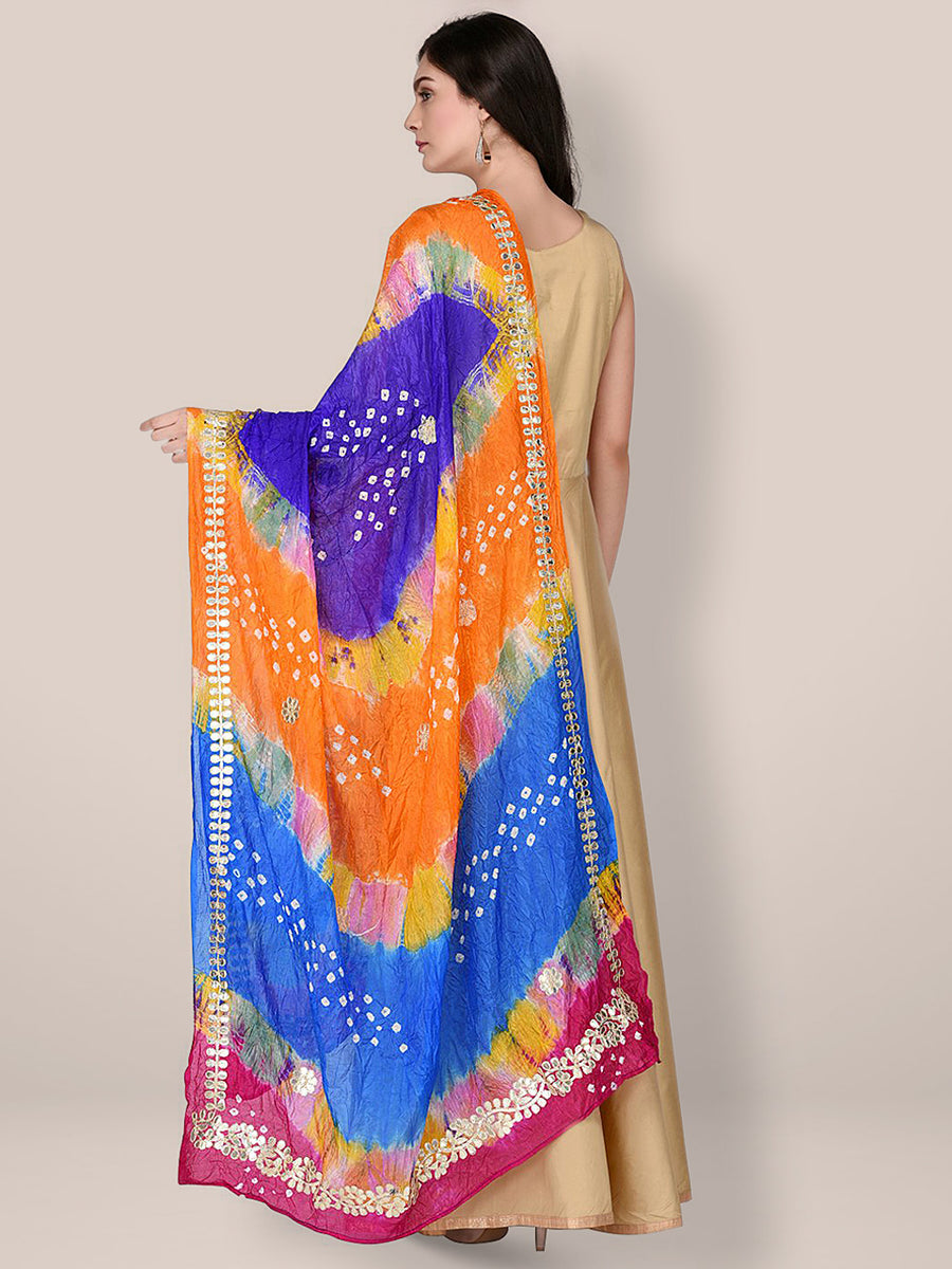 Multicoloured Bandhani Silk dupatta Dupatta Bazaar