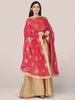 Red Georgette Dupatta with Gold Embroidery freeshipping - Dupatta Bazaar