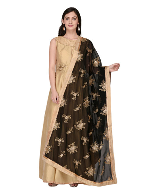 Dupatta Bazaar Woman's Georgette Dupatta with Gold Embroidery - Dupatta Bazaar