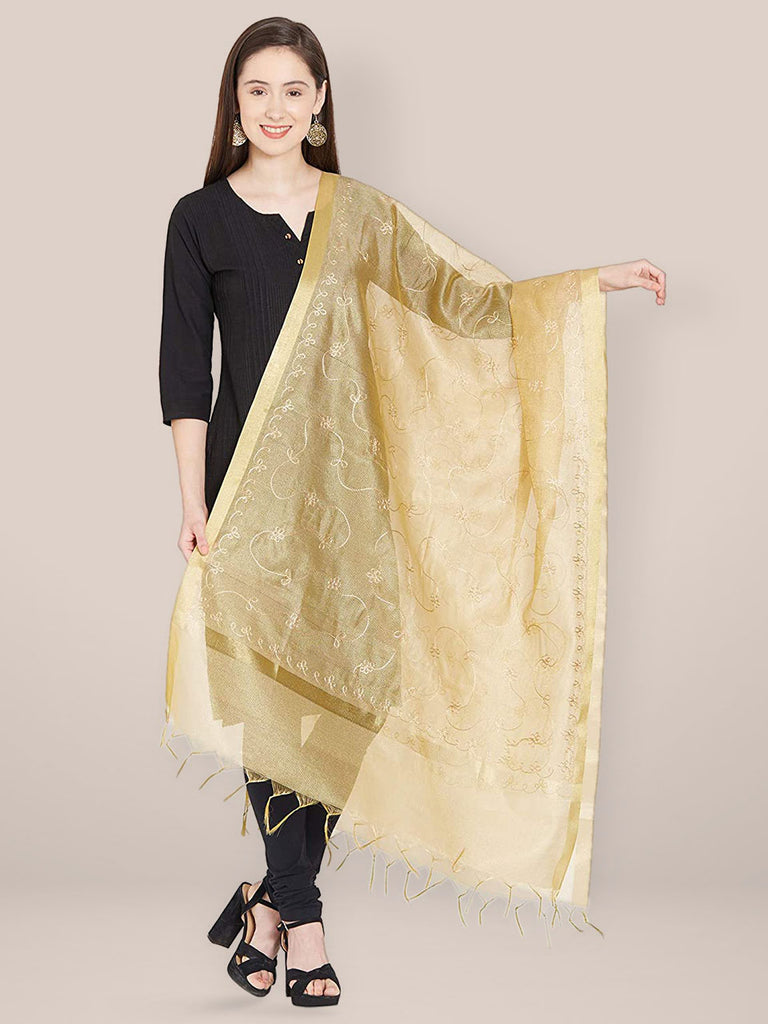 Gold Silk Blend Dupatta freeshipping - Dupatta Bazaar