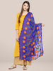 Royal Blue & Multicoloured Embroidered Chiffon Dupatta freeshipping - Dupatta Bazaar