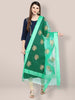 Sea Green Organza Dupatta with Gold Embroidery. freeshipping - Dupatta Bazaar