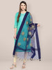 Navy Blue Organza Dupatta with Gold Embroidery. freeshipping - Dupatta Bazaar