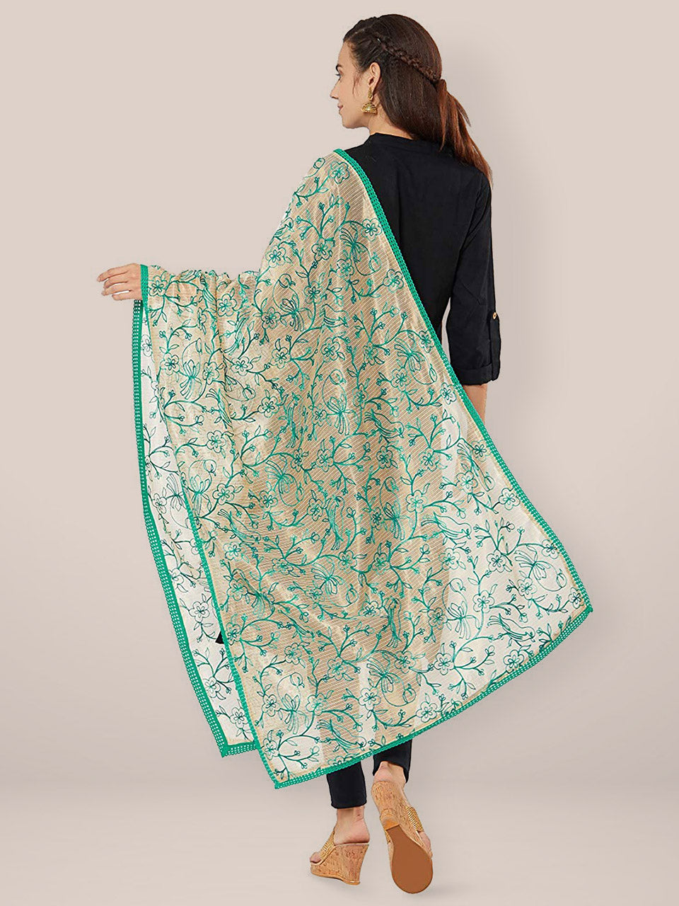 Turquoise Blue Embroidered Dupatta