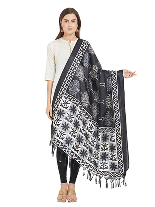 Dupatta Bazaar Woman's Indigo & White Silk dupatta - Dupatta Bazaar
