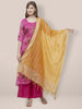 Yellow Cotton Silk Dupatta with Gold  Border. freeshipping - Dupatta Bazaar