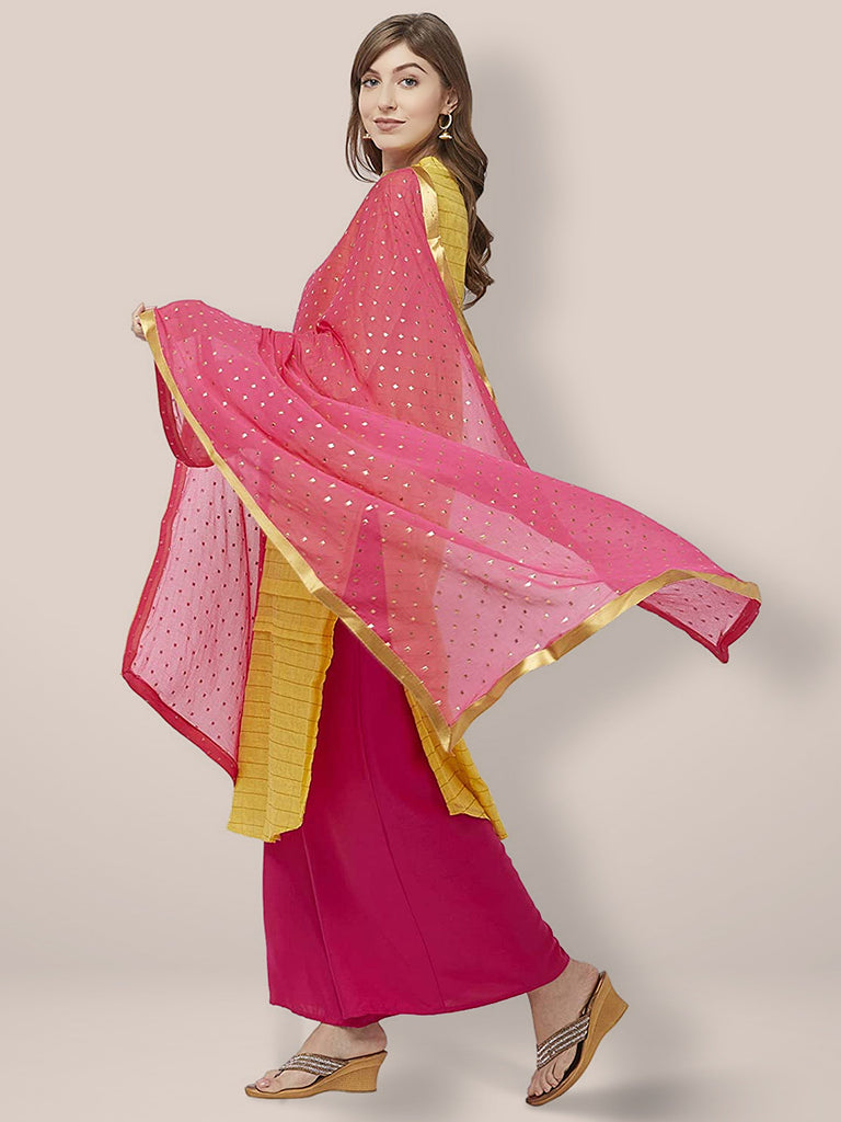 Embellished Pink Chiffon Dupatta. freeshipping - Dupatta Bazaar