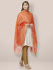 Orange Cotton Silk Dupatta with Gold Borders. freeshipping - Dupatta Bazaar