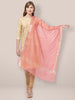 Peach Cotton Silk Dupatta with Gold Borders. freeshipping - Dupatta Bazaar