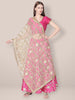 White & Gold Embroidered Net Dupatta. freeshipping - Dupatta Bazaar