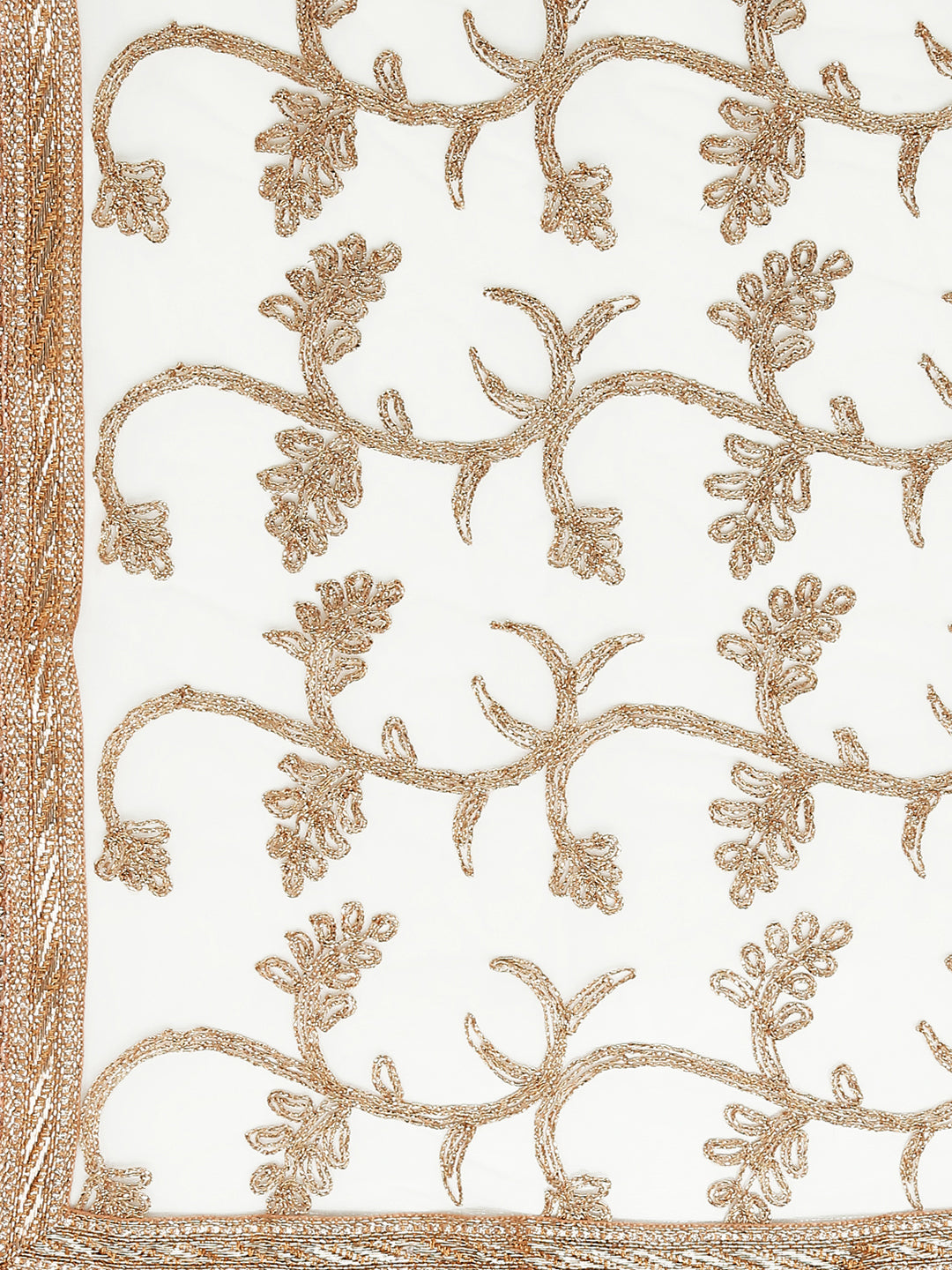 White Golden Embellished Net Dupatta main image 1