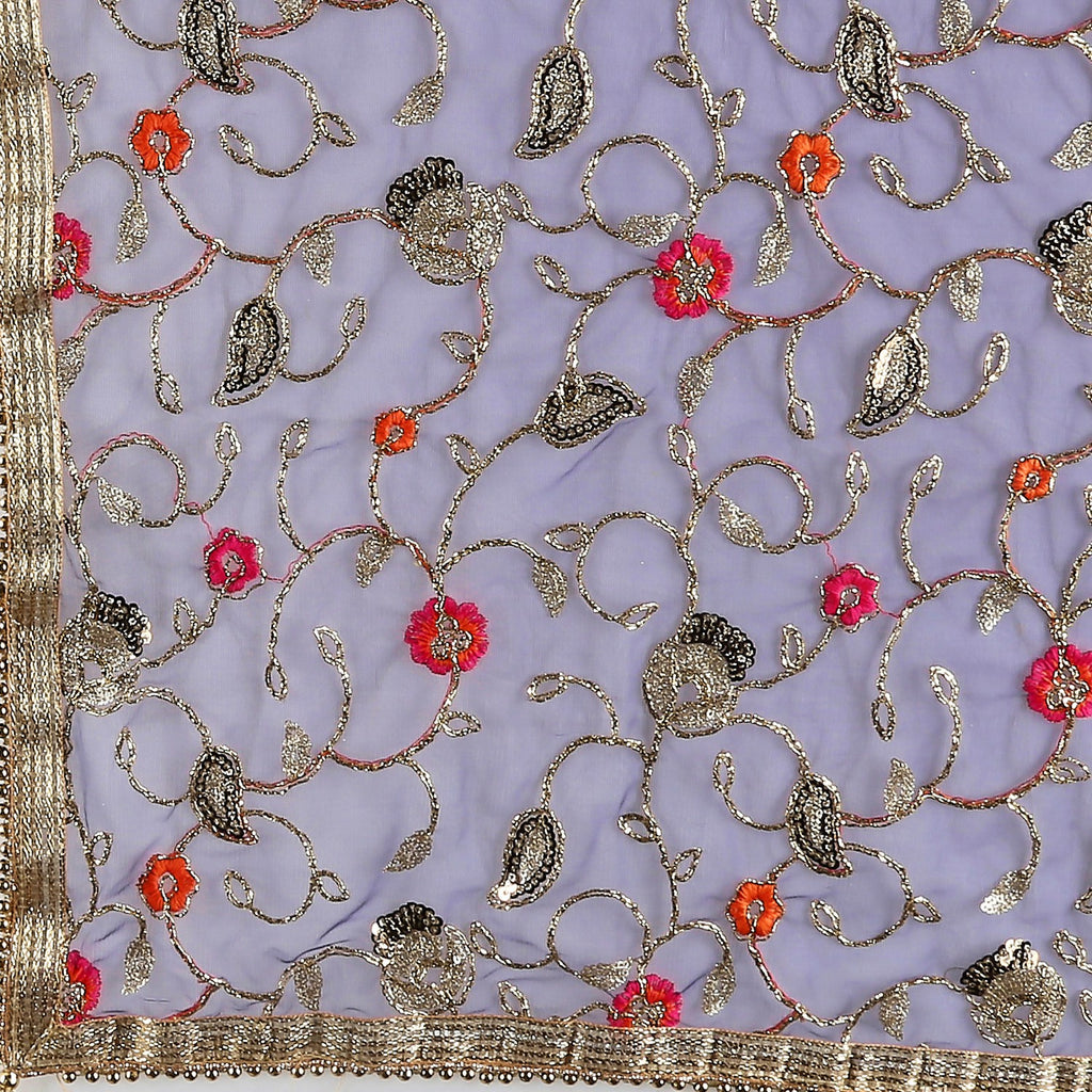Navy Blue Embroidered Net Dupatta With Sequinned main image 1