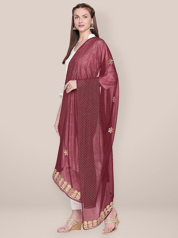 Maroon Gotta Patti Chiffon Dupatta main image 0