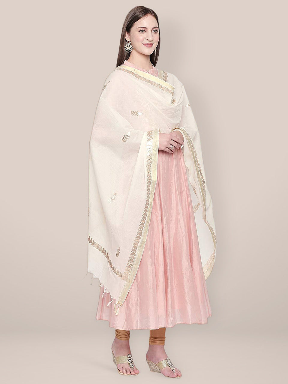 Fawn Gotta Work Silk Dupatta main image 1