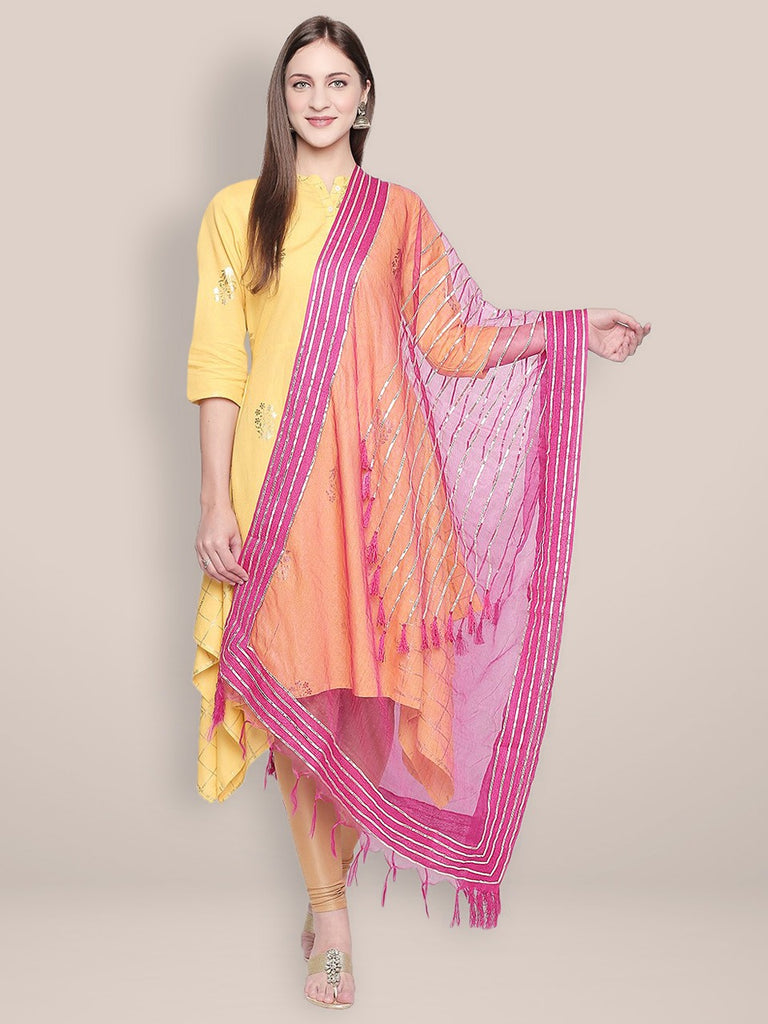 Pink Organza Dupatta with Gotta lace. freeshipping - Dupatta Bazaar
