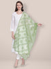 Lucknowi Embroidered Olive Green Net Dupatta freeshipping - Dupatta Bazaar