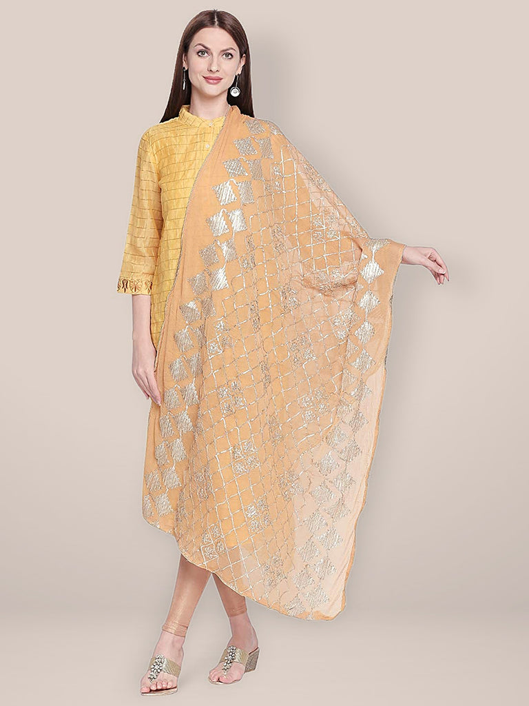Gold Chiffon Dupatta with Gotta Work freeshipping - Dupatta Bazaar