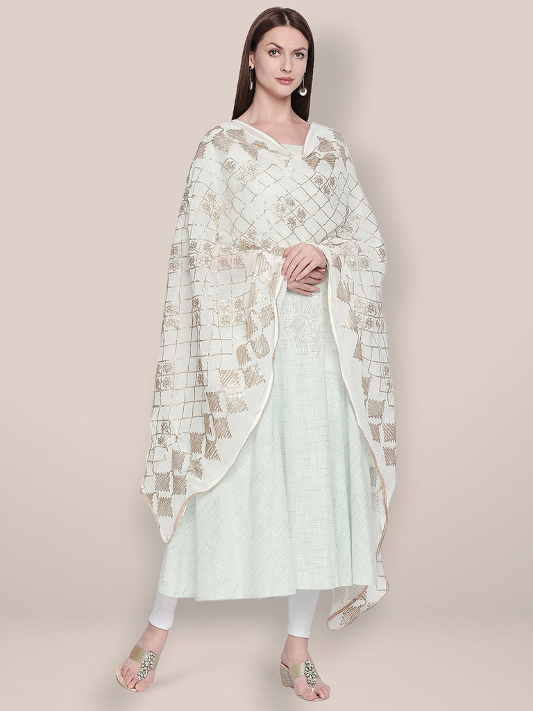 White Chiffon Dupatta with Gotta Work freeshipping - Dupatta Bazaar