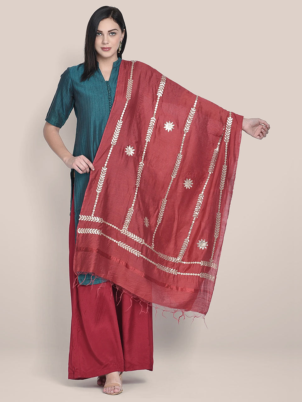 Fawn Gotta Patti Silk Dupatta main image 1