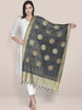 Dupatta Bazaar Woman's Embroidered Black & Gold Blended Silk dupatta freeshipping - Dupatta Bazaar