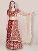 Embroidered Gold Net Dupatta freeshipping - Dupatta Bazaar