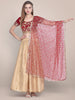 Embellished Red & Gold Net Dupatta freeshipping - Dupatta Bazaar