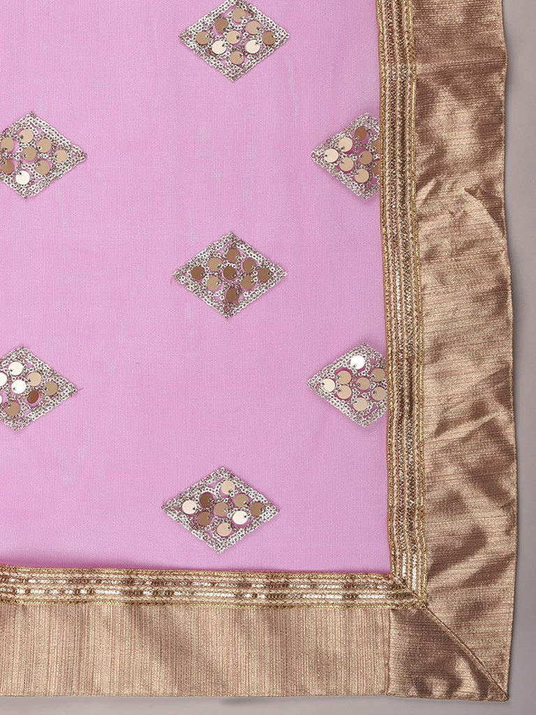 Baby Pink Embellished Net Dupatta
