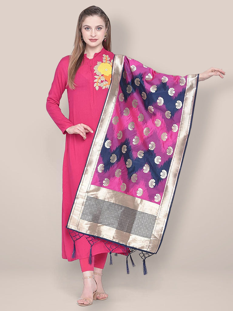 Pink & Purple Shaded Banarasi Silk Dupatta freeshipping - Dupatta Bazaar